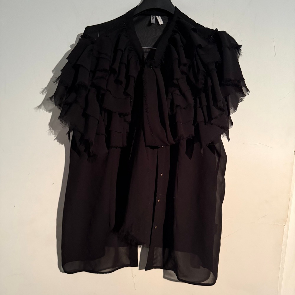 Truth‎ 1X Sheer Chiffon Romantic Blouse Victorian Whimsigoth Ethereal Ruffled